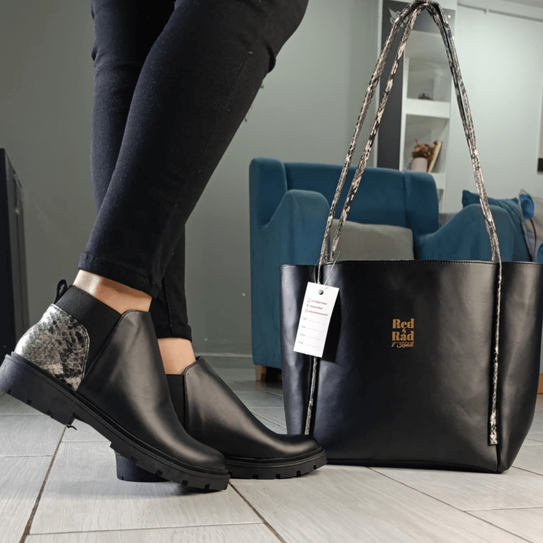 Demi boot femme avec sac